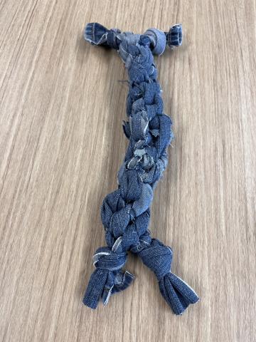 dog toy made from jeans