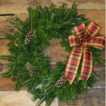 evergreen wreath and bow