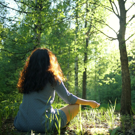 sitting in forest